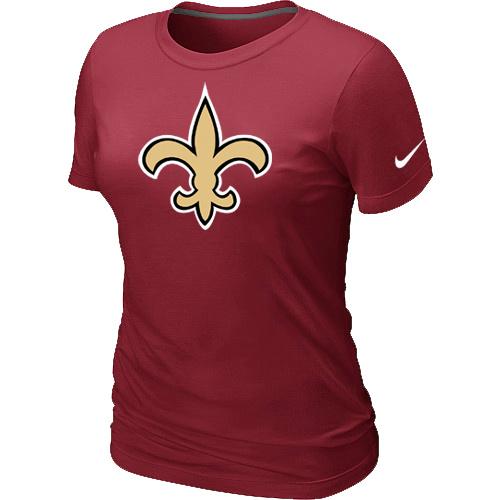 Cheap Women Nike New Orleans Saints Red Logo NFL Football T-Shirt