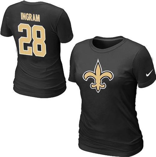 Cheap Women Nike New Orleans Saints Mark Ingram Name & Number Black NFL Football T-Shirt