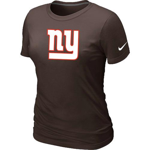 Cheap Women Nike New York Giants Brown Logo NFL Football T-Shirt