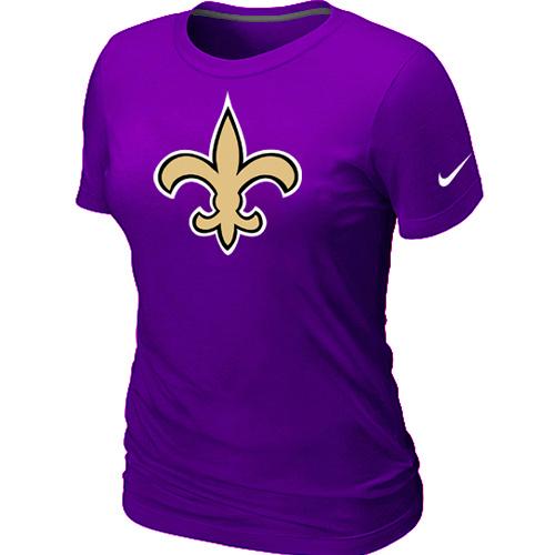 Cheap Women Nike New Orleans Saints Purple Logo NFL Football T-Shirt