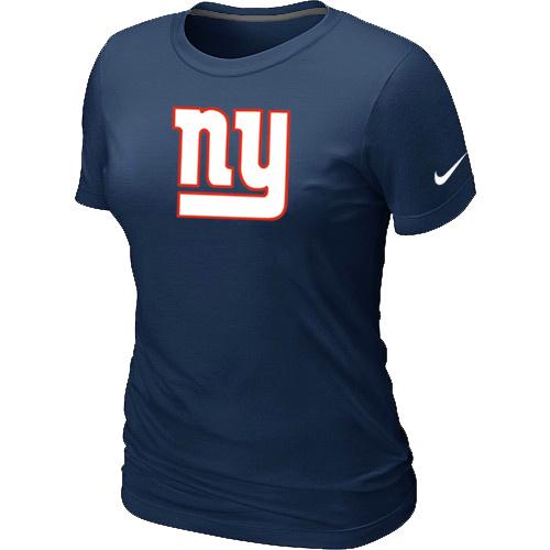 Cheap Women Nike New York Giants D.Blue Logo NFL Football T-Shirt