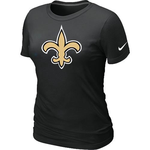 Cheap Women Nike New Orleans Saints Black Logo NFL Football T-Shirt