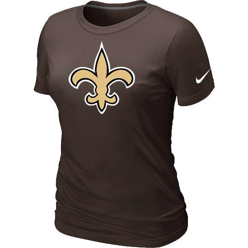 Cheap Women Nike New Orleans Saints Brown Logo NFL Football T-Shirt