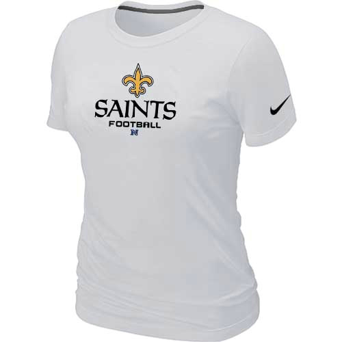 Cheap Women Nike New Orleans Saints White Critical Victory NFL Football T-Shirt