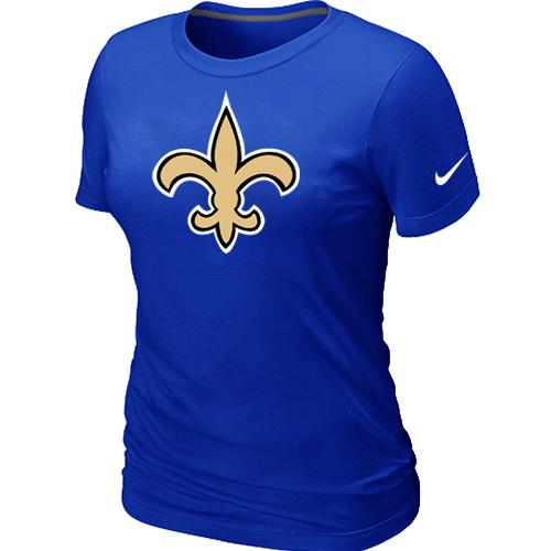 Cheap Women Nike New Orleans Saints Blue Logo NFL Football T-Shirt