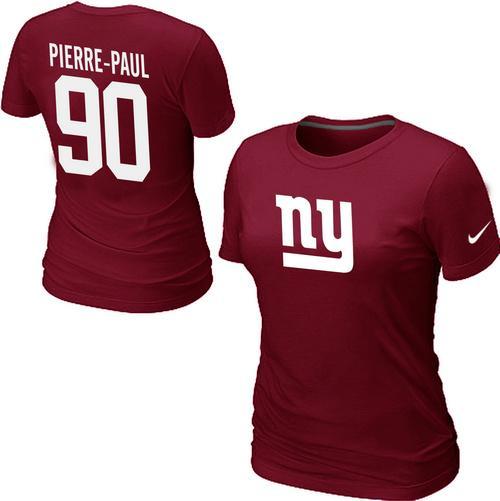 Cheap Women Nike New York Giants Jason Pierre-Paul Name & Number Red NFL Football T-Shirt