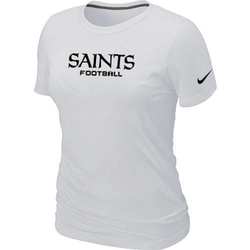 Cheap Women Nike New Orleans Saints Sideline Legend Authentic Font White NFL Football T-Shirt