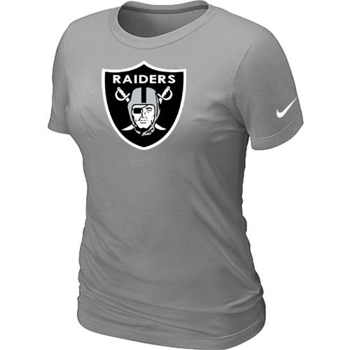Cheap Women Nike Oakland Raiders L.Grey Logo NFL Football T-Shirt