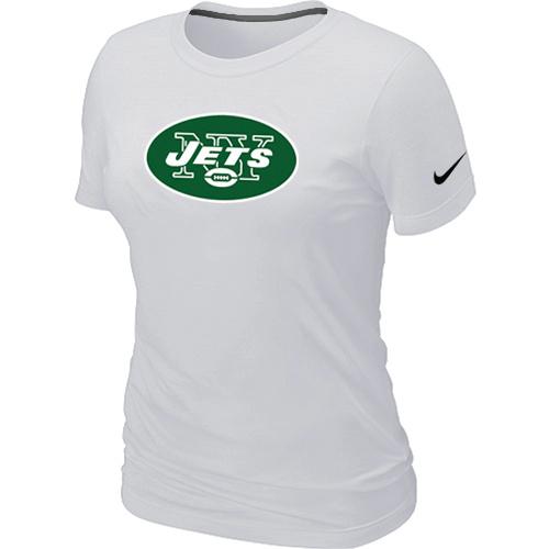 Cheap Women Nike New York Jets White Logo NFL Football T-Shirt