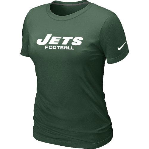 Cheap Women Nike New York Jets Sideline Legend Authentic Font Green NFL Football T-Shirt