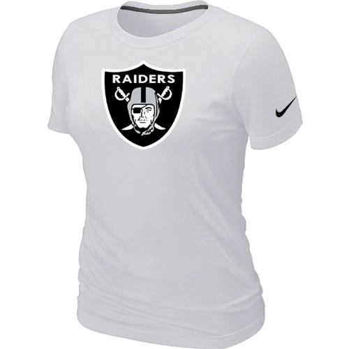 Cheap Women Nike Oakland Raiders White Logo NFL Football T-Shirt