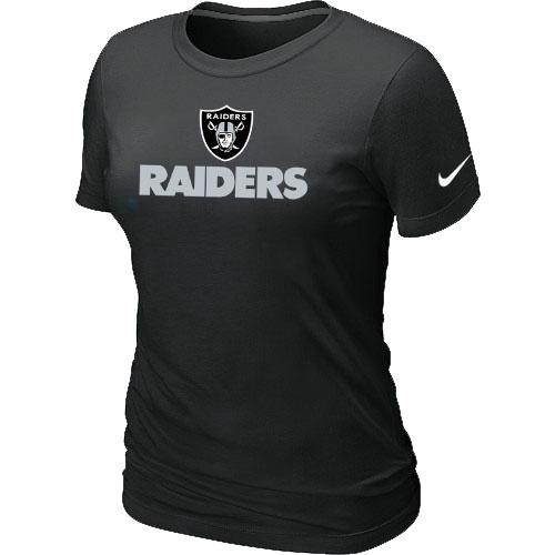 Cheap Women Nike Oakland Raiders Authentic Logo BLACK NFL Football T-Shirt