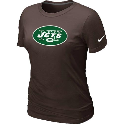 Cheap Women Nike New York Jets Brown Logo NFL Football T-Shirt