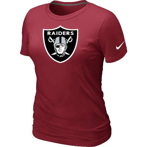 Cheap Women Nike Oakland Raiders Red Logo NFL Football T-Shirt