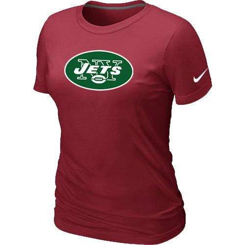 Cheap Women Nike New York Jets Red Logo NFL Football T-Shirt