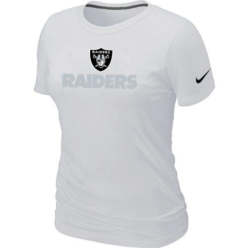 Cheap Women Nike Oakland Raiders Authentic Logo White NFL Football T-Shirt