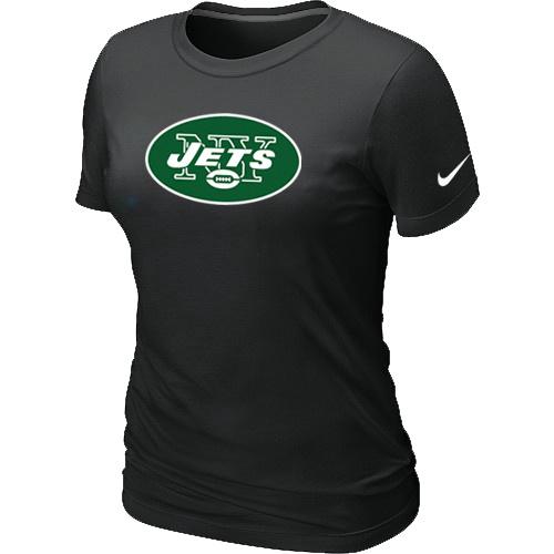 Cheap Women Nike New York Jets Black Logo NFL Football T-Shirt