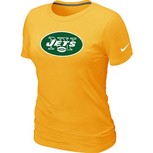 Cheap Women Nike New York Jets Yellow Logo NFL Football T-Shirt