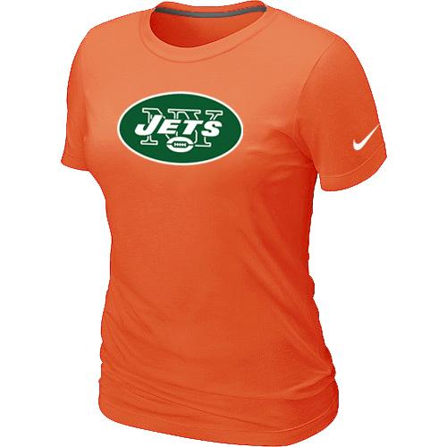 Cheap Women Nike New York Jets Orange Logo NFL Football T-Shirt