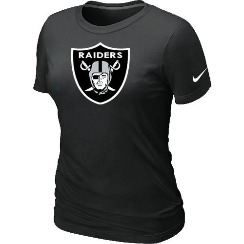 Cheap Women Nike Oakland Raiders Black Logo NFL Football T-Shirt