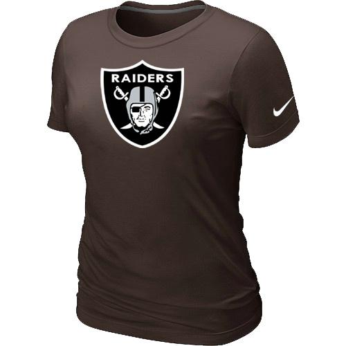 Cheap Women Nike Oakland Raiders Brown Logo NFL Football T-Shirt