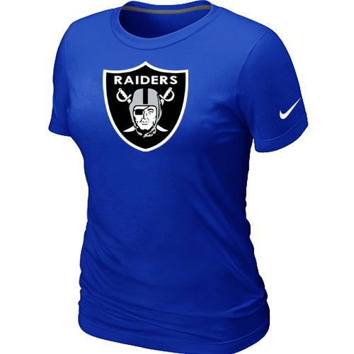 Cheap Women Nike Oakland Raiders Blue Logo NFL Football T-Shirt