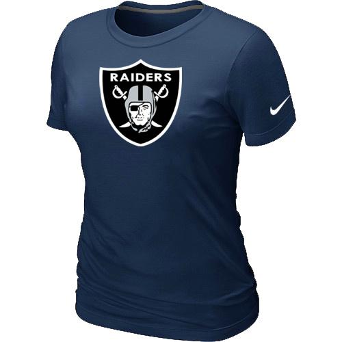 Cheap Women Nike Oakland Raiders D.Blue Logo NFL Football T-Shirt
