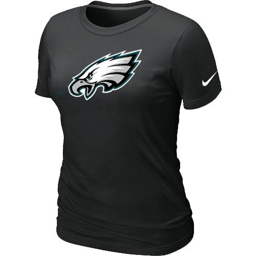 Cheap Women Nike Philadelphia Eagles Black Logo NFL Football T-Shirt