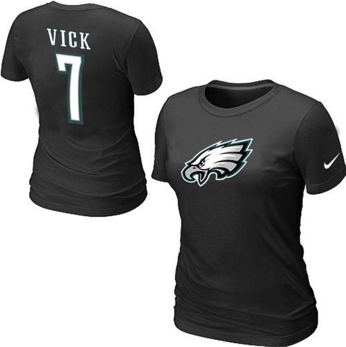 Cheap Women Nike Philadelphia Eagles 7 Michael Vick Name & Number NFL Football T-Shirt