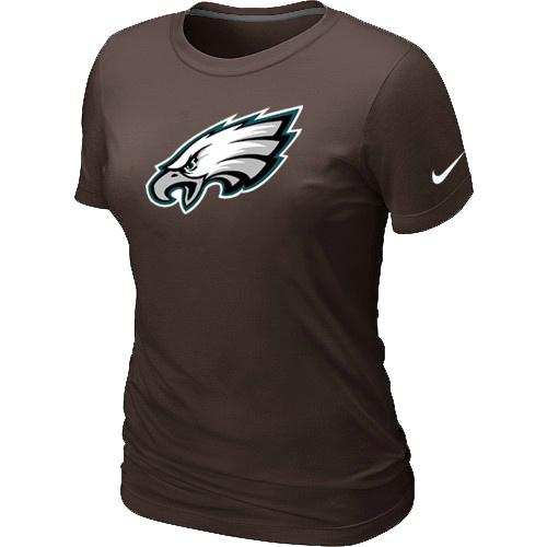Cheap Women Nike Philadelphia Eagles Brown Logo NFL Football T-Shirt