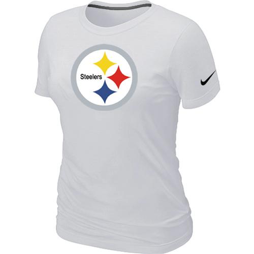 Cheap Women Nike Pittsburgh Steelers White Logo NFL Football T-Shirt
