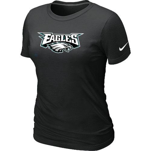 Cheap Women Nike Philadelphia Eagles Authentic Logo BLack NFL Football T-Shirt