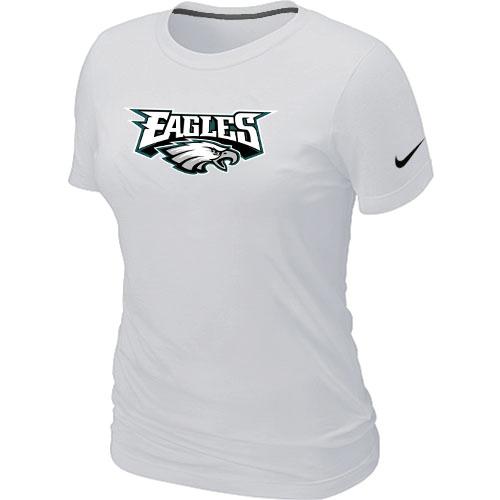 Cheap Women Nike Philadelphia Eagles Authentic Logo White NFL Football T-Shirt