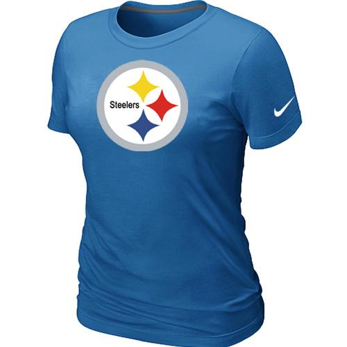 Cheap Women Nike Pittsburgh Steelers L.blue Logo NFL Football T-Shirt