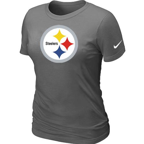 Cheap Women Nike Pittsburgh Steelers D.Grey Logo NFL Football T-Shirt