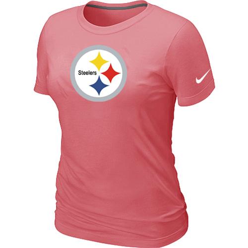 Cheap Women Nike Pittsburgh Steelers Pink Logo NFL Football T-Shirt