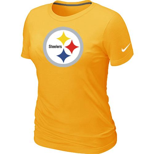 Cheap Women Nike Pittsburgh Steelers Yellow Logo NFL Football T-Shirt
