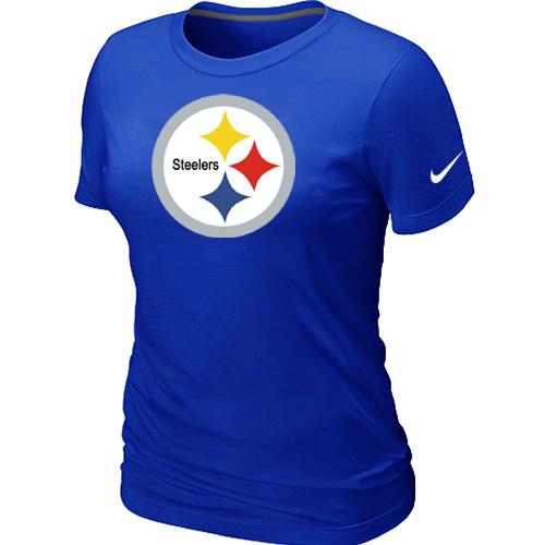 Cheap Women Nike Pittsburgh Steelers Blue Logo NFL Football T-Shirt