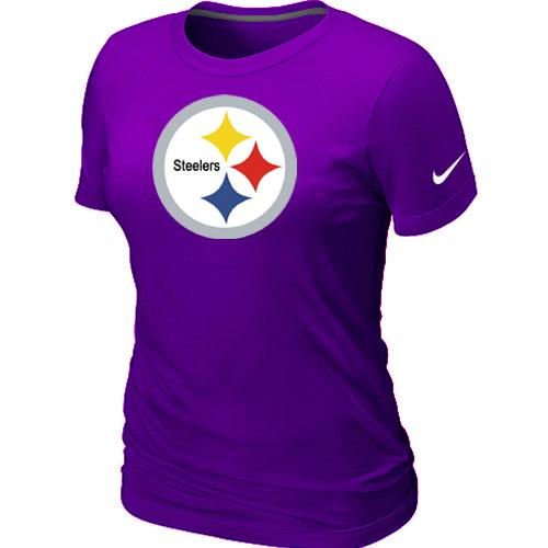Cheap Women Nike Pittsburgh Steelers Purple Logo NFL Football T-Shirt