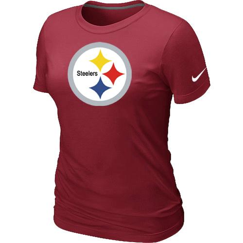 Cheap Women Nike Pittsburgh Steelers Red Logo NFL Football T-Shirt