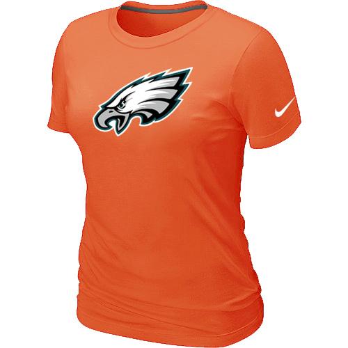 Cheap Women Nike Philadelphia Eagles Orange Logo NFL Football T-Shirt