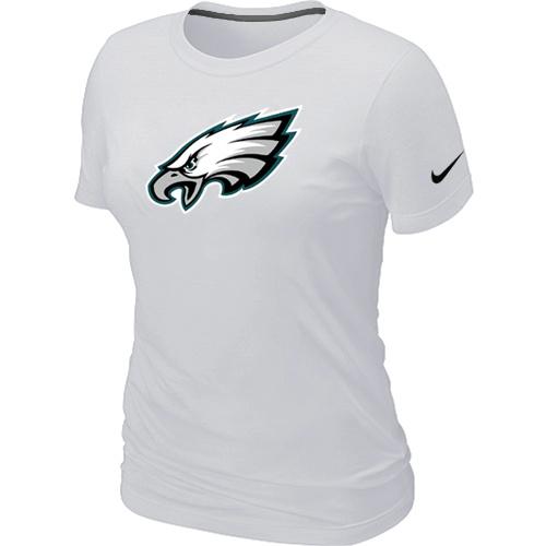 Cheap Women Nike Philadelphia Eagles White Logo NFL Football T-Shirt