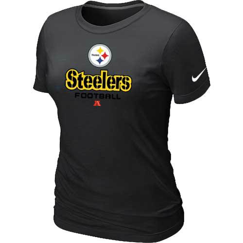 Cheap Women Nike Pittsburgh Steelers Black Critical Victory NFL Football T-Shirt