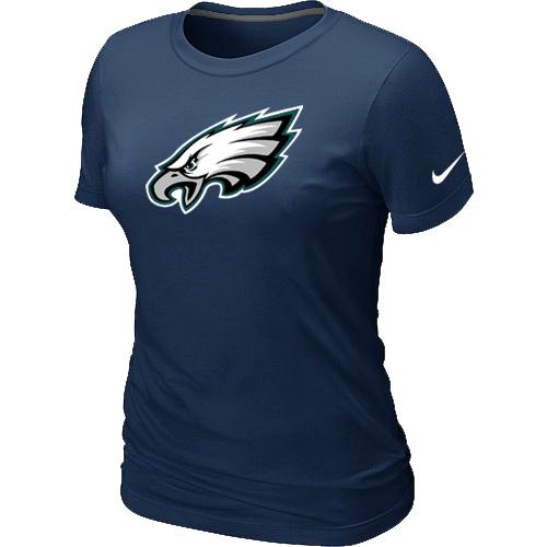 Cheap Women Nike Philadelphia Eagles D.Blue Logo NFL Football T-Shirt