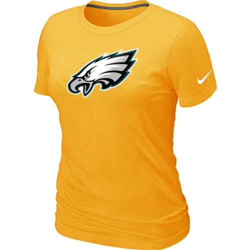 Cheap Women Nike Philadelphia Eagles Yellow Logo NFL Football T-Shirt