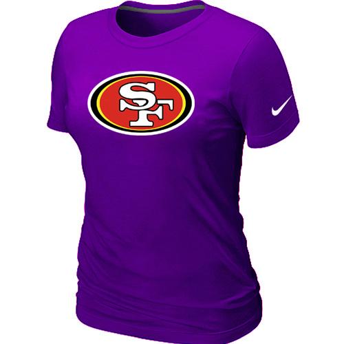 Cheap Women Nike San Francisco 49ers Purple Logo NFL Football T-Shirt