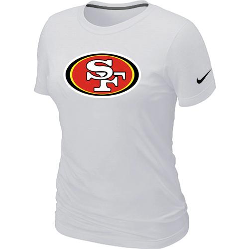 Cheap Women Nike San Francisco 49ers White Logo NFL Football T-Shirt