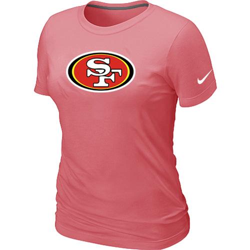 Cheap Women Nike San Francisco 49ers Pink Logo NFL Football T-Shirt