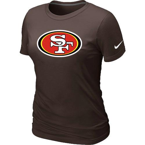 Cheap Women Nike San Francisco 49ers Brown Logo NFL Football T-Shirt