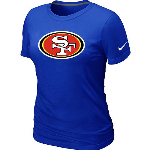 Cheap Women Nike San Francisco 49ers Blue Logo NFL Football T-Shirt